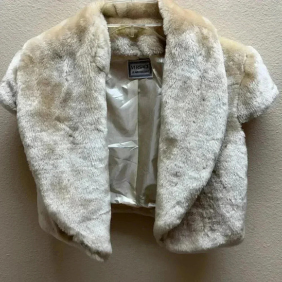vintage versace jeans couture faux fur vest - Picture 6 of 7
